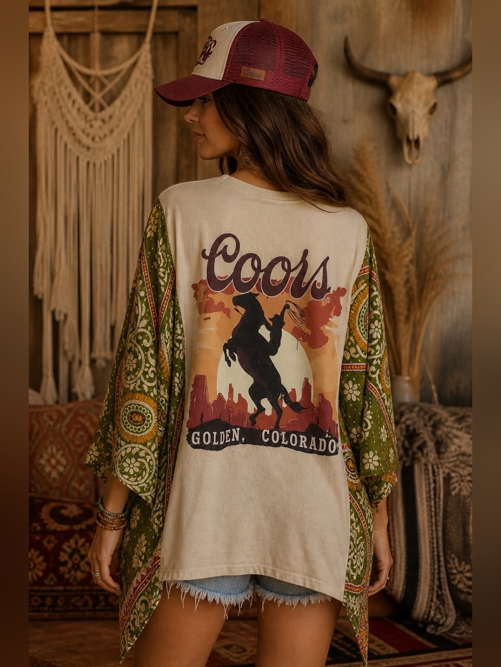 Upcycled Coors Banquet Beer Graphic Tee, OS - Picture 2 of 6
